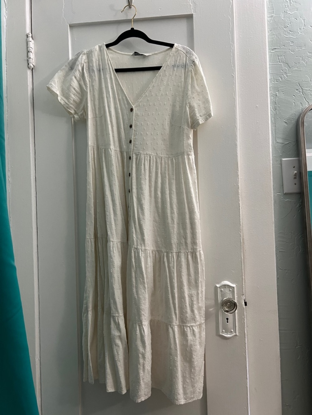 Sonoma Cream Tiered Button-Front Maxi Dress